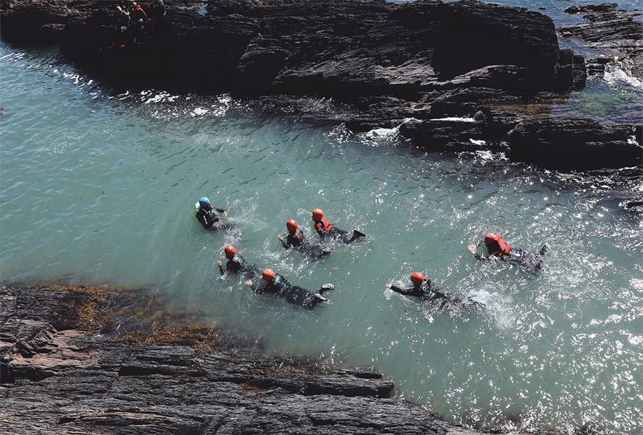 people in river